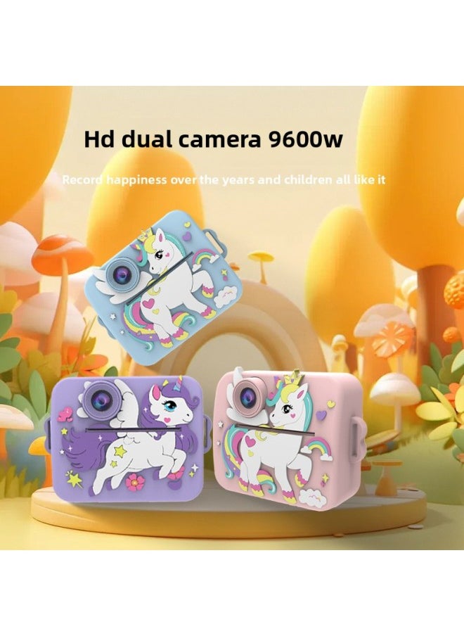 Generic Children's Instant Camera Selfie Print Portable Compact Body ABS Silicone Material Long Battery Life Suitable For Children-Color:Green Dinosaur 1 (No Card Edition) Gift Box  - Image 3