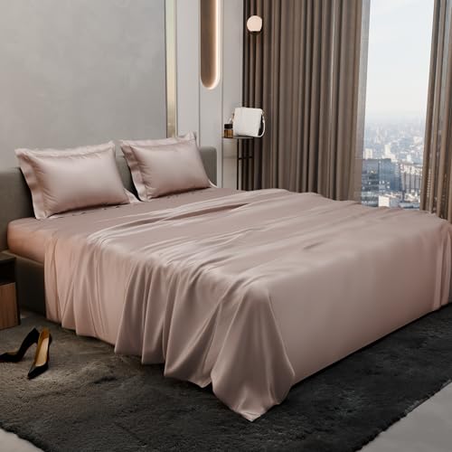 Stoa Paris Double Bedsheet with 2 Pillow Covers, 300 TC UltraSatin Premium Bedding Set, Aesthetic Home Decor, Gift for Couples,Wedding, Anniversary,Date Night - Champagne - Image 1