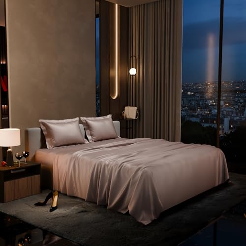 Stoa Paris Double Bedsheet with 2 Pillow Covers, 300 TC UltraSatin Premium Bedding Set, Aesthetic Home Decor, Gift for Couples,Wedding, Anniversary,Date Night - Champagne - Image 2