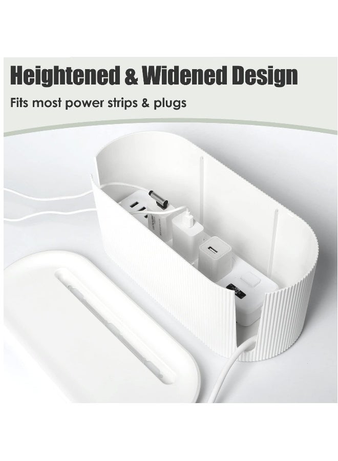 Cord Management Box, Organizer for Cables, Large and Medium Sizes, Hides Chargers and Cables, Surge Protector Cover for Desk or Floor, Stylish White Design  - Image 3