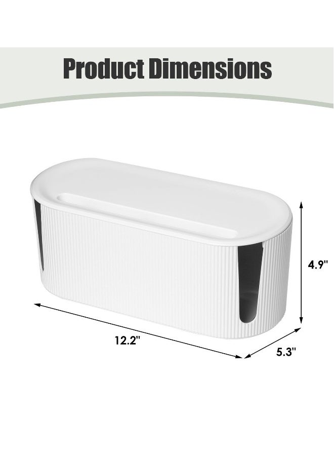 Cord Management Box, Organizer for Cables, Large and Medium Sizes, Hides Chargers and Cables, Surge Protector Cover for Desk or Floor, Stylish White Design  - Image 5
