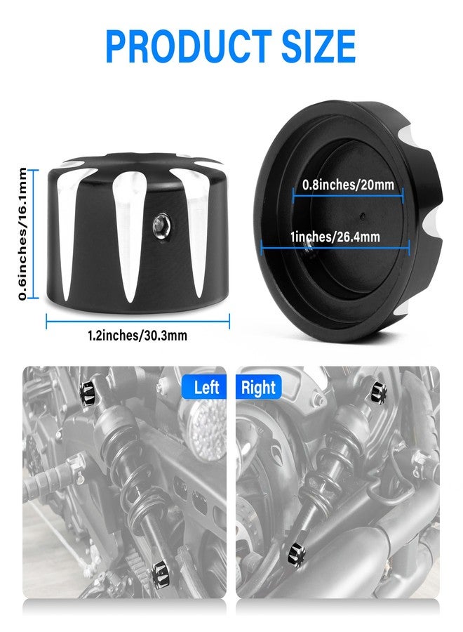 Hutexico 4 Pack Shock Mounting Caps - CNC Billet Aluminum Axle Nut Covers Compatible with Indian Scout/Scout Bobber/Scout Sixty 2018-2024 Black (Rear Shock Absorber Accessories) - Image 3