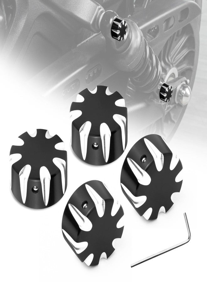 Hutexico 4 Pack Shock Mounting Caps - CNC Billet Aluminum Axle Nut Covers Compatible with Indian Scout/Scout Bobber/Scout Sixty 2018-2024 Black (Rear Shock Absorber Accessories) - Image 1