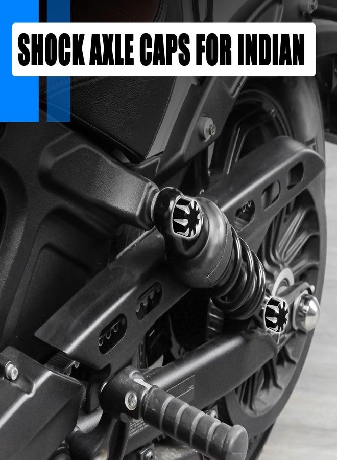 Hutexico 4 Pack Shock Mounting Caps - CNC Billet Aluminum Axle Nut Covers Compatible with Indian Scout/Scout Bobber/Scout Sixty 2018-2024 Black (Rear Shock Absorber Accessories) - Image 2