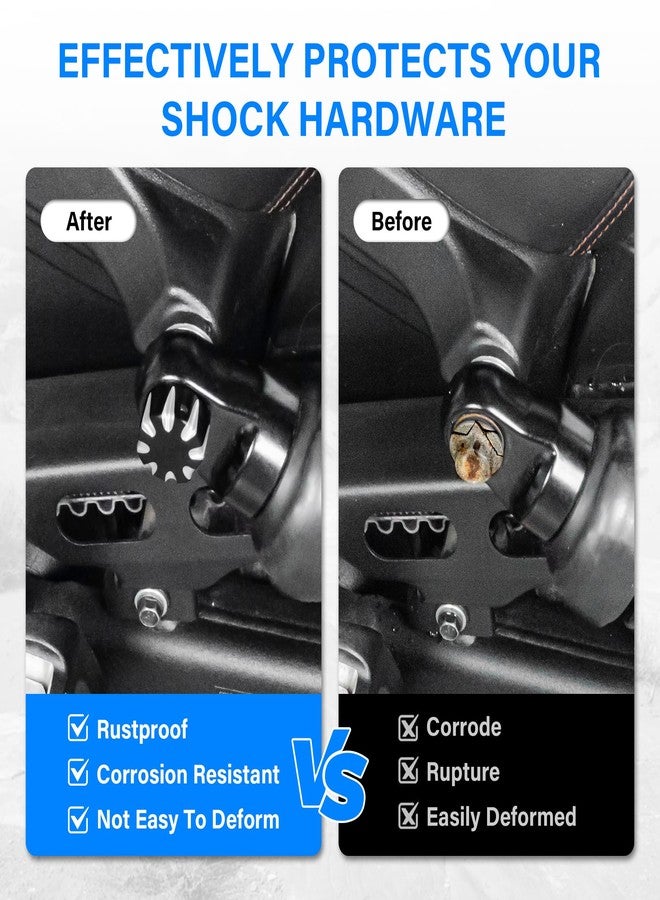 Hutexico 4 Pack Shock Mounting Caps - CNC Billet Aluminum Axle Nut Covers Compatible with Indian Scout/Scout Bobber/Scout Sixty 2018-2024 Black (Rear Shock Absorber Accessories) - Image 4