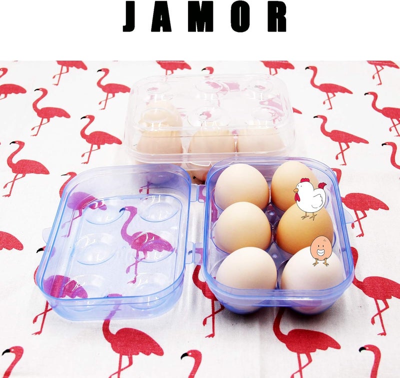 JAMOR 6 Grid Egg Storage Box Refrigerator Crisper Egg Protection Box Portable Egg Carriage Container For Camping Picnic Essential (Blue) - Image 5