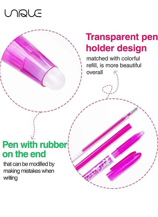 Unique 8Pcs Erasable Pens, Erasable Rollerball Pen, 0.5mm Tip Rubber Pen, Ink Eraser Pen, 8 Colors Erasable Gel Pens for Kids Adults School Supplies Office Stationery, Color Hot Water Type Erasable Pen  - Image 3