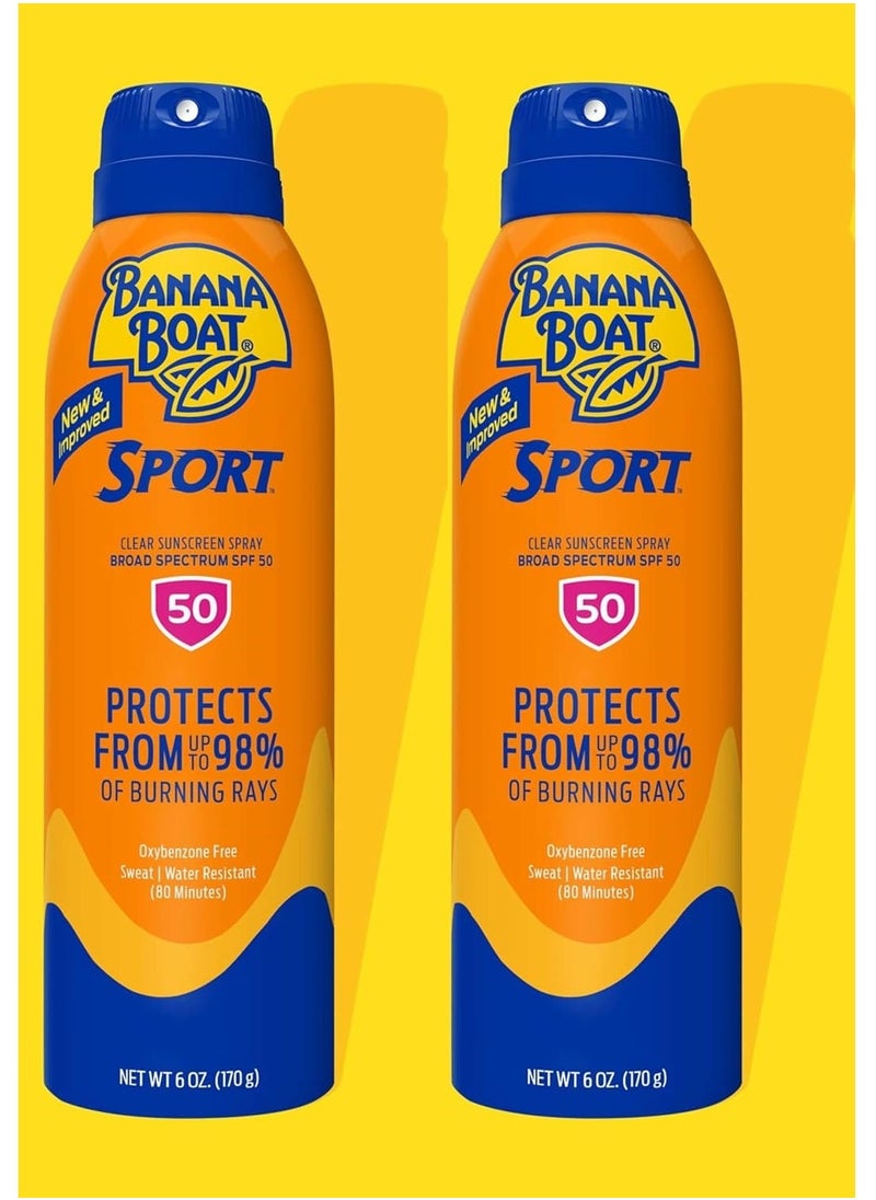 BANANA BOAT (Pack of 2) Sport Ultra SPF 50+ Sunscreen Spray, 2x6 oz  - Image 1