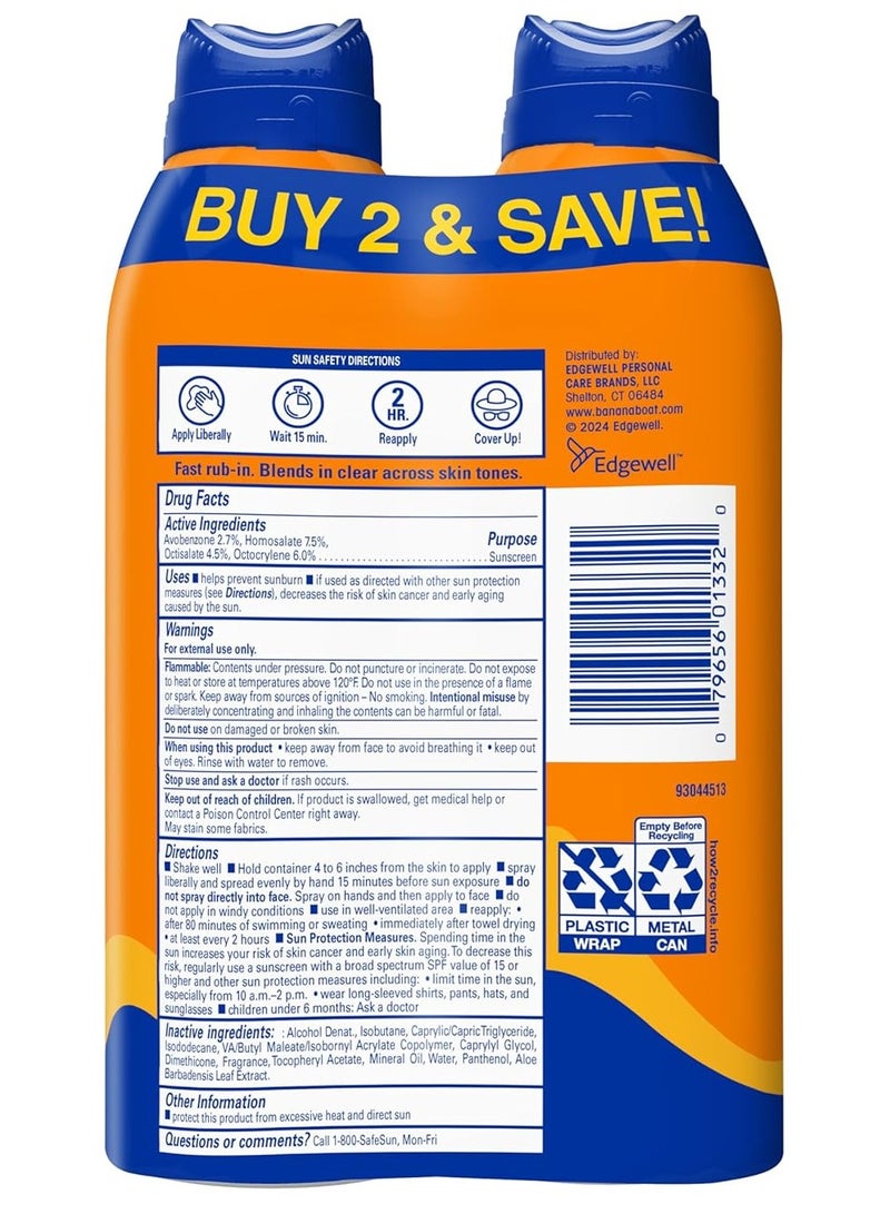 BANANA BOAT (Pack of 2) Sport Ultra SPF 50 Sunscreen Spray, 2x6 oz  - Image 3