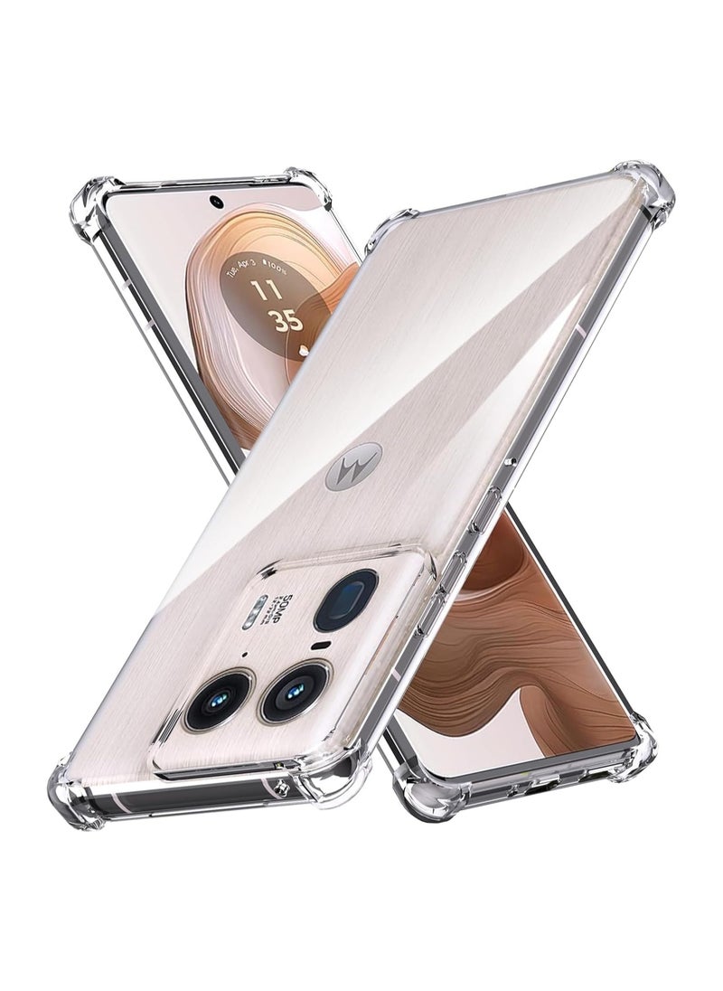 Generic - Case Compatible with Motorola Edge 50 Ultra 2024 Clear Air Cushion TPU Bumper with Built-in Camera Lens Protector Shockproof Silicone Transparent Cover for Moto Edge 50 Ultra 2024 - Image 1