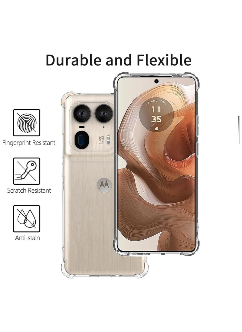Generic - Case Compatible with Motorola Edge 50 Ultra 2024 Clear Air Cushion TPU Bumper with Built-in Camera Lens Protector Shockproof Silicone Transparent Cover for Moto Edge 50 Ultra 2024 - Image 1