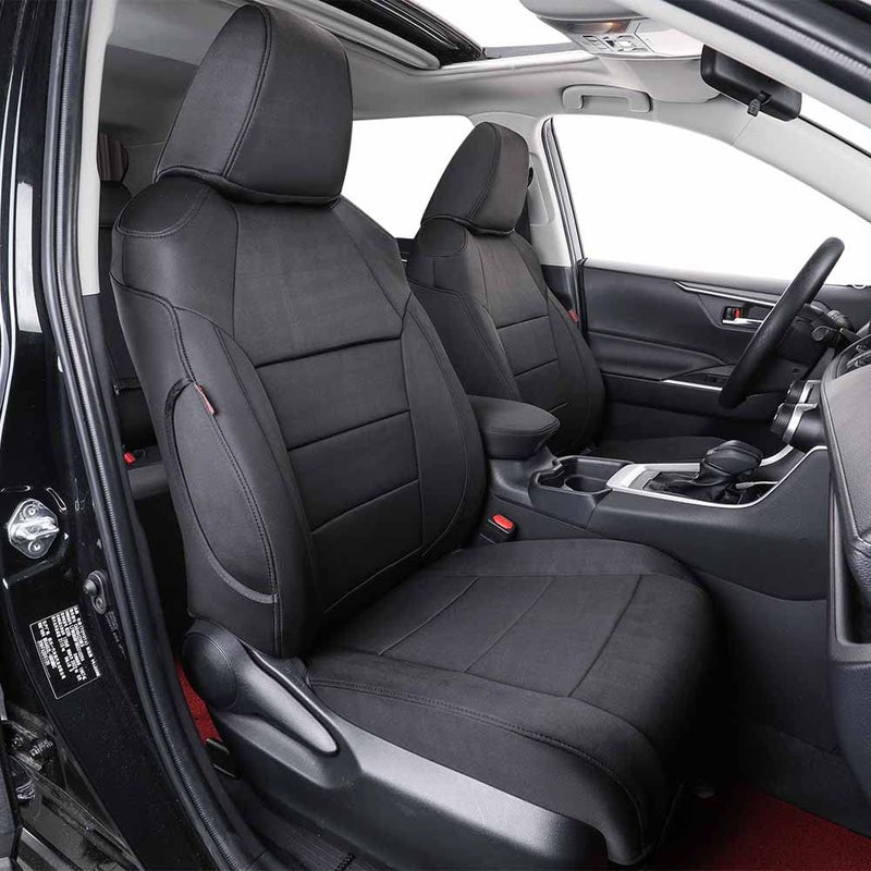 أغطية مقاعد EKR Rav4 مخصصة تناسب تويوتا Rav4 2019 2020 2021 2022 2023 2024 2025 LEXLEXLE PremiumLimitedTruck مجموعة كاملة لأغطية مقاعد SUV نيونبرين أسود