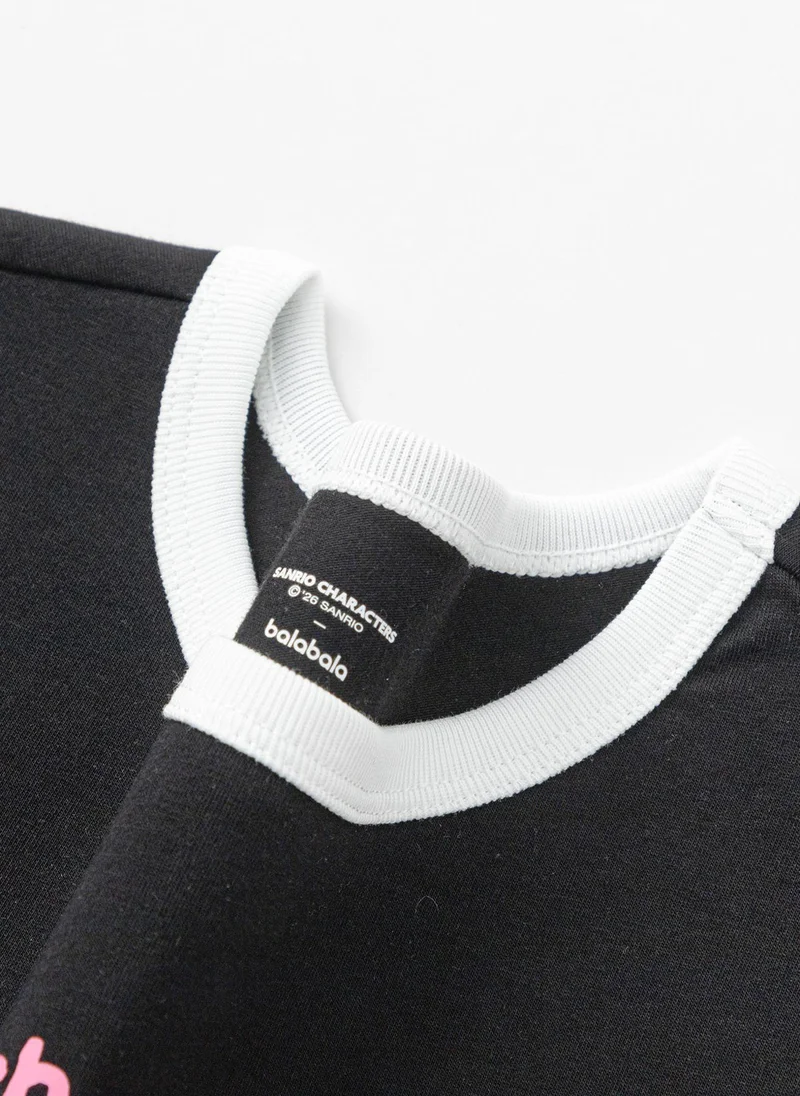 Balabala Black Kids Girls Round v-neck short-sleeved T-shirt for Women | Best Price UAE