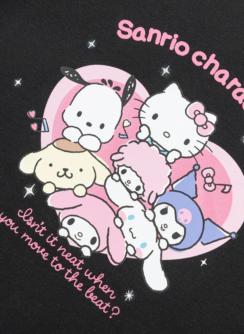 Balabala Black Kids Girls Round v-neck short-sleeved T-shirt for Women | Best Price UAE