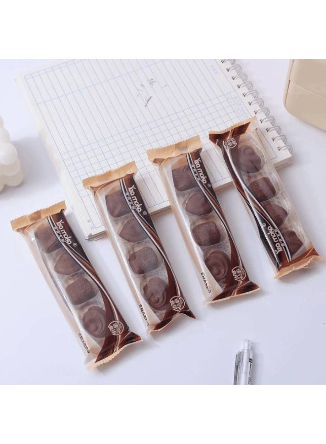 Chocolate eraser in a 3D shape, clean eraser, bag containing 4 pieces, eraser in 4 bags - Image 1