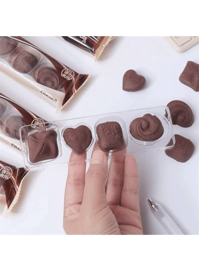 Chocolate eraser in a 3D shape, clean eraser, bag containing 4 pieces, eraser in 4 bags - Image 2