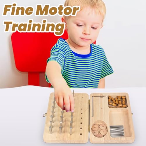 U Tag It Wooden Pegboard for Finger Dexterity, 36-Hole Hand Therapy Peg Board with Multifunctional Test Kit to Improve Fine Motor Skills and Finger Dexterity - Image 3