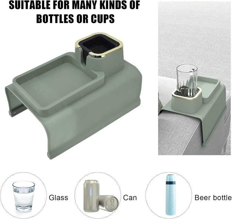 EVVIX Couch Cup Holder Tray, Silicone Couch Drink Holder, Strong and Weighted Phone/Remote Sofa Cup, Gifts for Mom, Dad, Husband, Couch Remote Control and Phone Organizer (Green) - Image 4