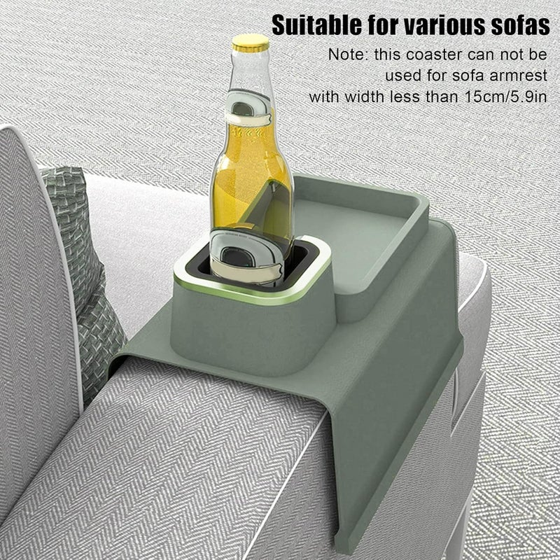 EVVIX Couch Cup Holder Tray, Silicone Couch Drink Holder, Strong and Weighted Phone/Remote Sofa Cup, Gifts for Mom, Dad, Husband, Couch Remote Control and Phone Organizer (Green) - Image 3
