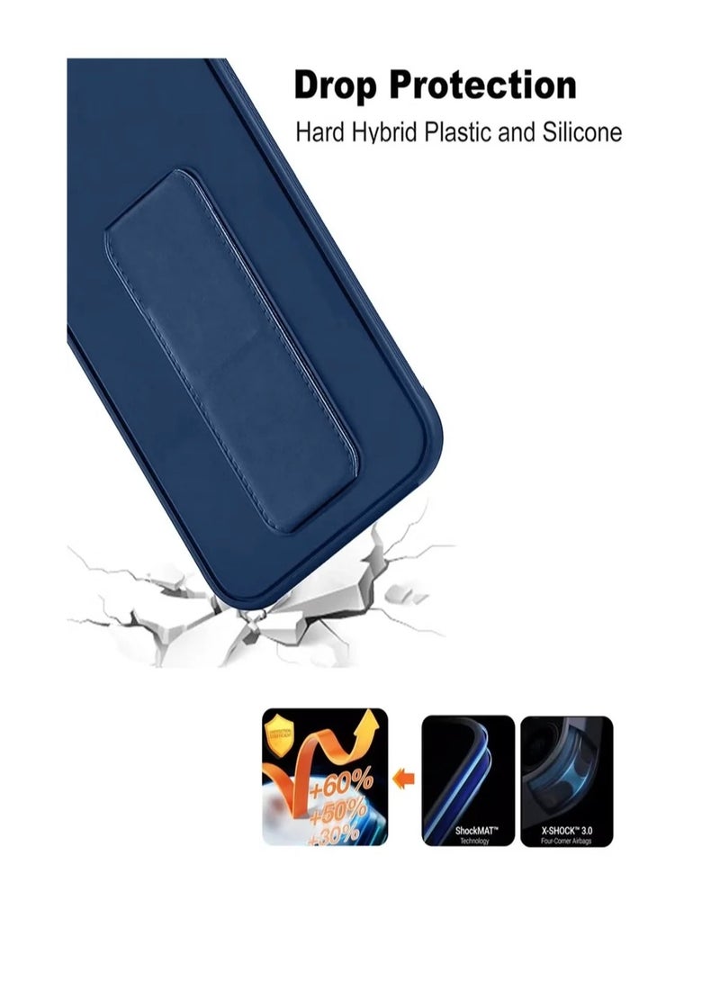 Case Cover For Apple iPhone 16 Pro Max With Magnetic Hand Grip 3 in 1 Blue