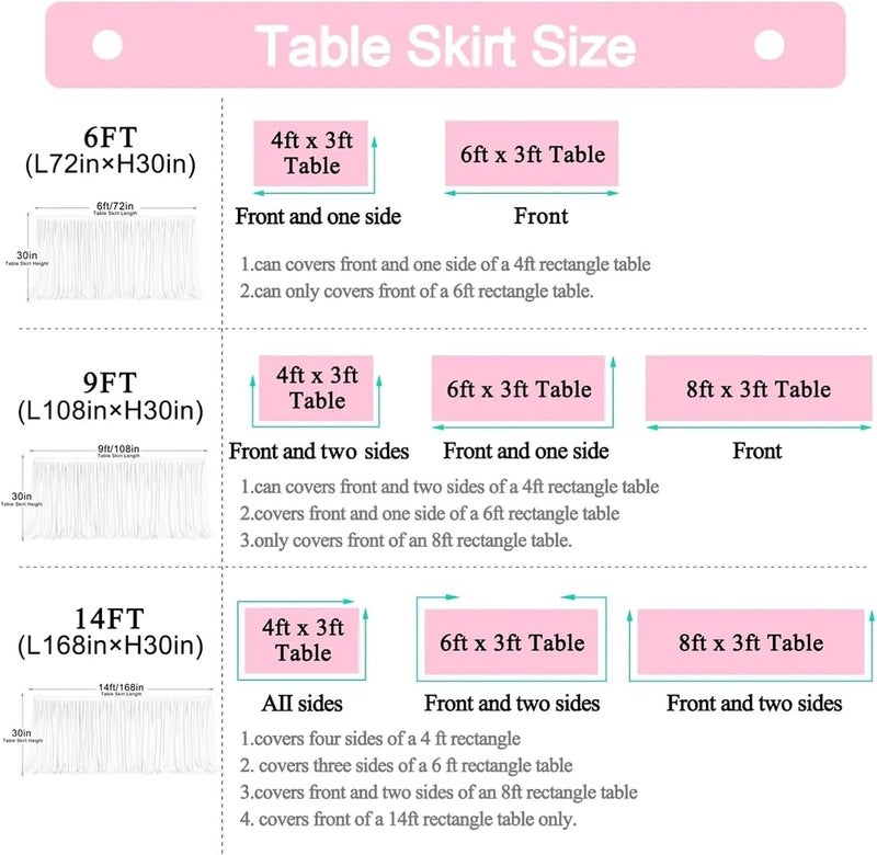 Party Table Skirt Table Skirt for Birthday Party Tutu Cloths for Weddings Shower Bridal Dessert Cake Decorations(Red,9FT 275 X 78cm) - Image 5