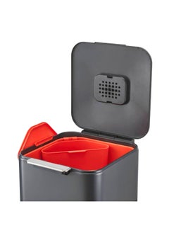 Joseph Joseph Intelligent Totem Dual Compartment Aluminum Trash Can Grey 40 L  - Image 3