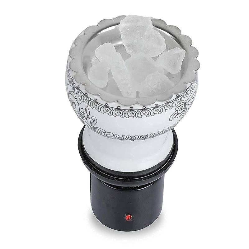 90 Degree Shock Proof Electric Aroma Camphor Diffuser for Home Fragrance Kapoor Dani Incense Holder Oil Burner Mix Colours 8x7 cmCeramic RoundWhite - Image 4