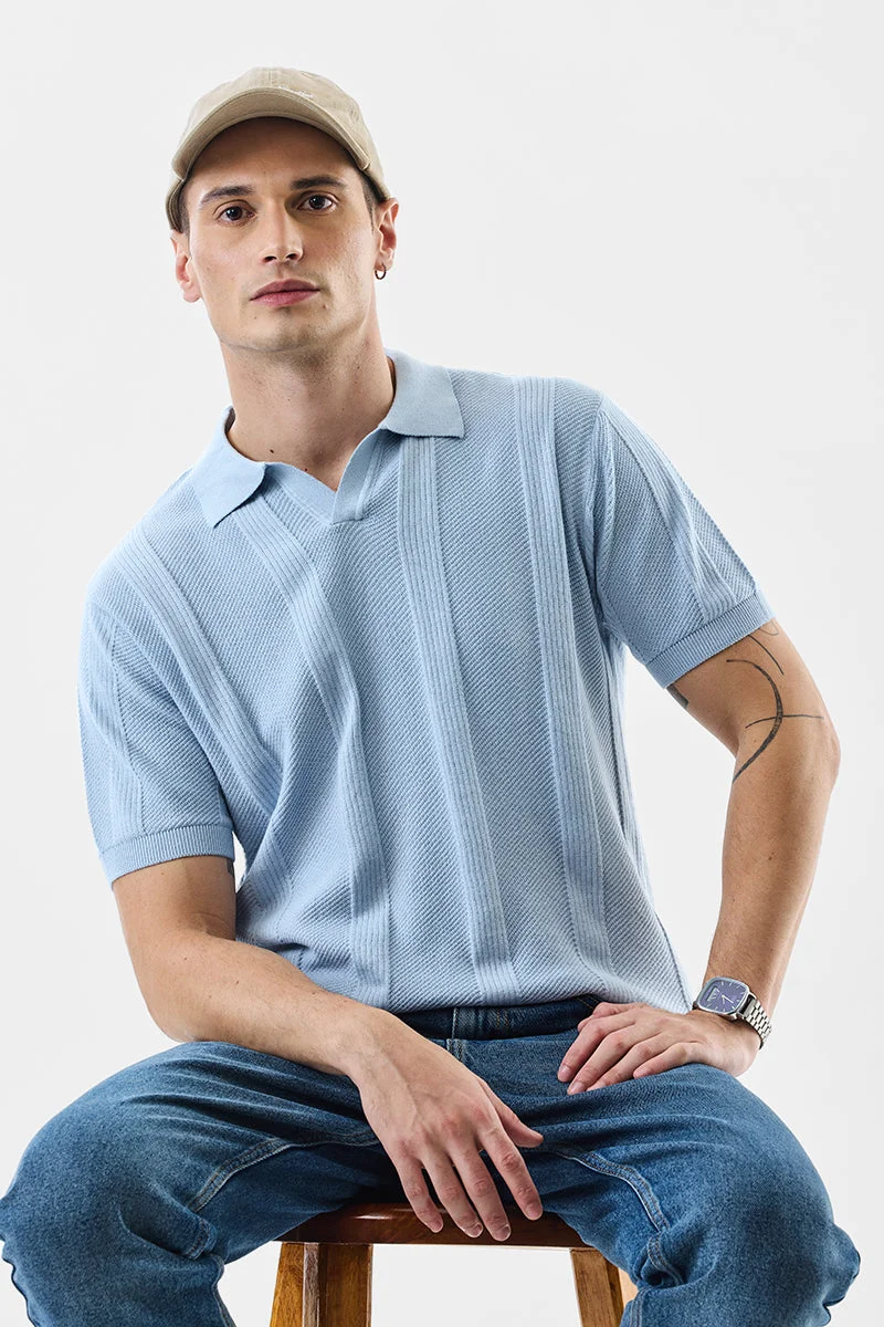 SNITCH Regular Fit 100% Cotton Textured Polo T-Shirt