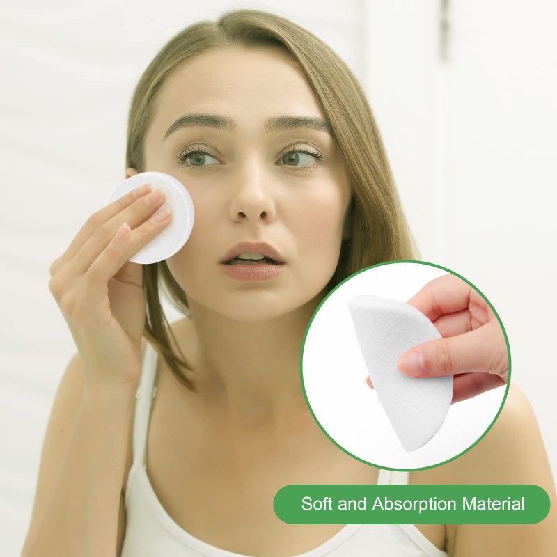 Luxiv 120 Pcs Facial Sponge Compressed, Luxiv Face Cleansing Sponge Estheticians Compressed Makeup Facial Sponge Round Wash Face Sponges for Women Compress Exfoliating Removal Sponge (White) - Image 4