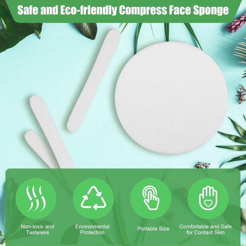Luxiv 120 Pcs Facial Sponge Compressed, Luxiv Face Cleansing Sponge Estheticians Compressed Makeup Facial Sponge Round Wash Face Sponges for Women Compress Exfoliating Removal Sponge (White) - Image 3