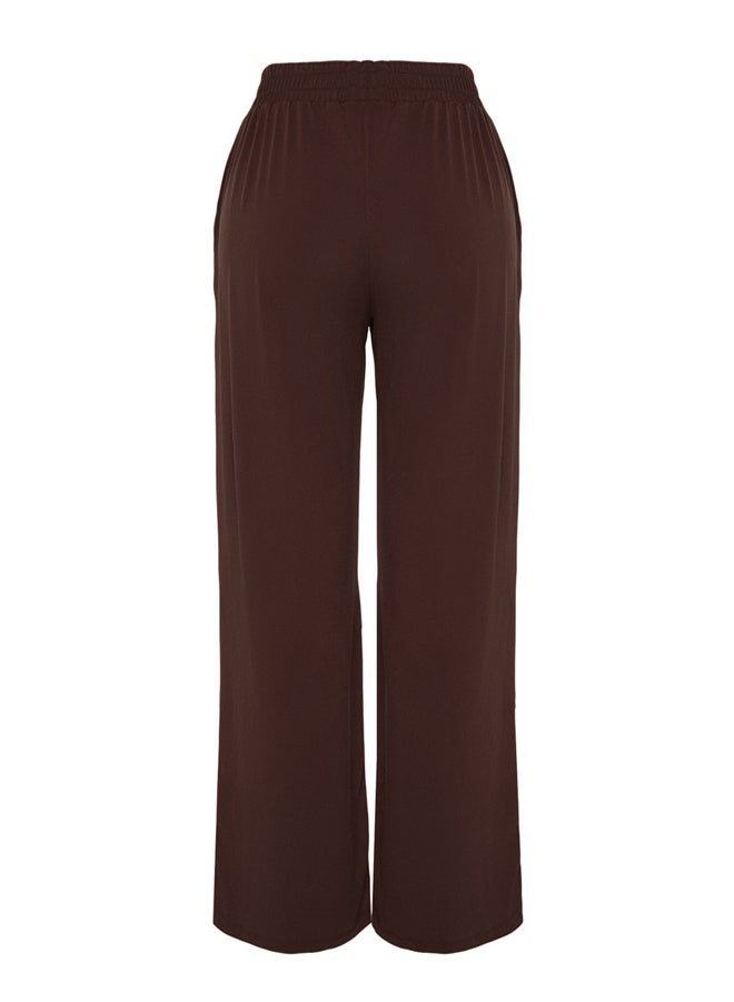 Brown Wide Leg/Relaxed Cut High Waist Stretchy Trousers TWOSS23PL00129