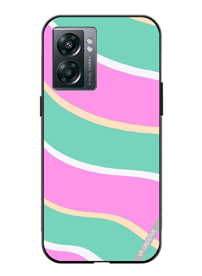 VR CREATIVE - Protective Case Cover For Oppo A57 5G Diagonal Groovy Liquid Swirl Stripe Pattern In Green, Purple, And Pink Color Design Multicolour - Image 1
