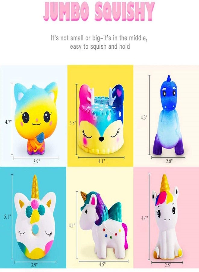 Osowake Soft Toy Gift, 6 Pack Unicorn Horse, Dinosaur, Cat, Doughnut, Cake, Large Animal Squeeze Kawaii Toy, Soft Toy, Creamy Soft Stress Relief Sensory Fidget Toy, Holiday Gift for Children - Image 5