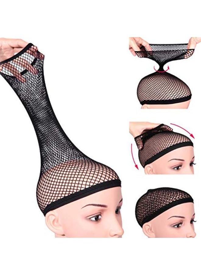 Dreamlover Black Mesh Wig Caps For Long Hair, 2 Pack  - Image 1
