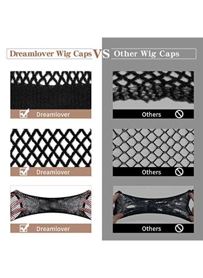 Dreamlover Black Mesh Wig Caps For Long Hair, 2 Pack  - Image 4
