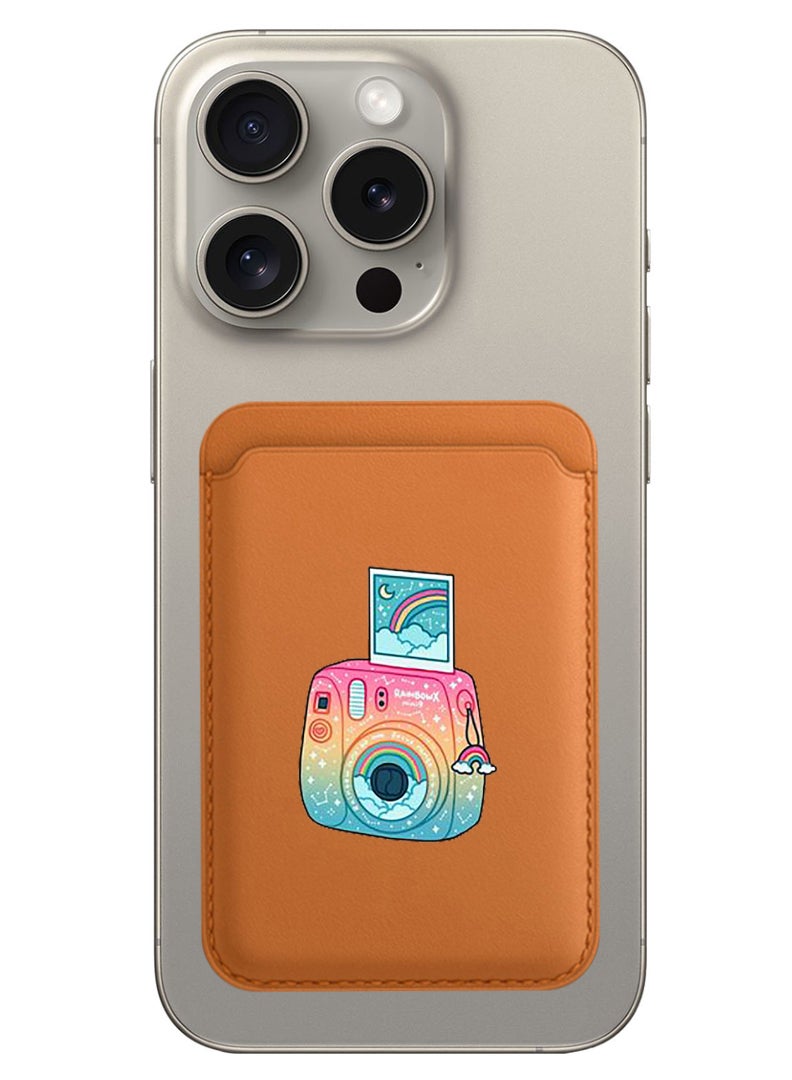 Theodor Magnetic Wallet, Compatible with MagSafe Wallet, for iPhone Wallet, for iPhone 16/15/14/13/12 Series, Not for iPhone 13/12 mini, 3 Card Holder, Vegan Leather, Brown - Polaroid - Image 1