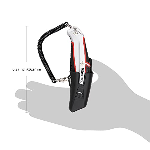 KingTool Self-Retracting Box Cutter with Holster & Belt Clip, Auto Retractable Safety Utility Knife with Total 10PCS SK5 blades, Aaluminum Shell with Rubber Grip, Sturdy & Strong - Image 5