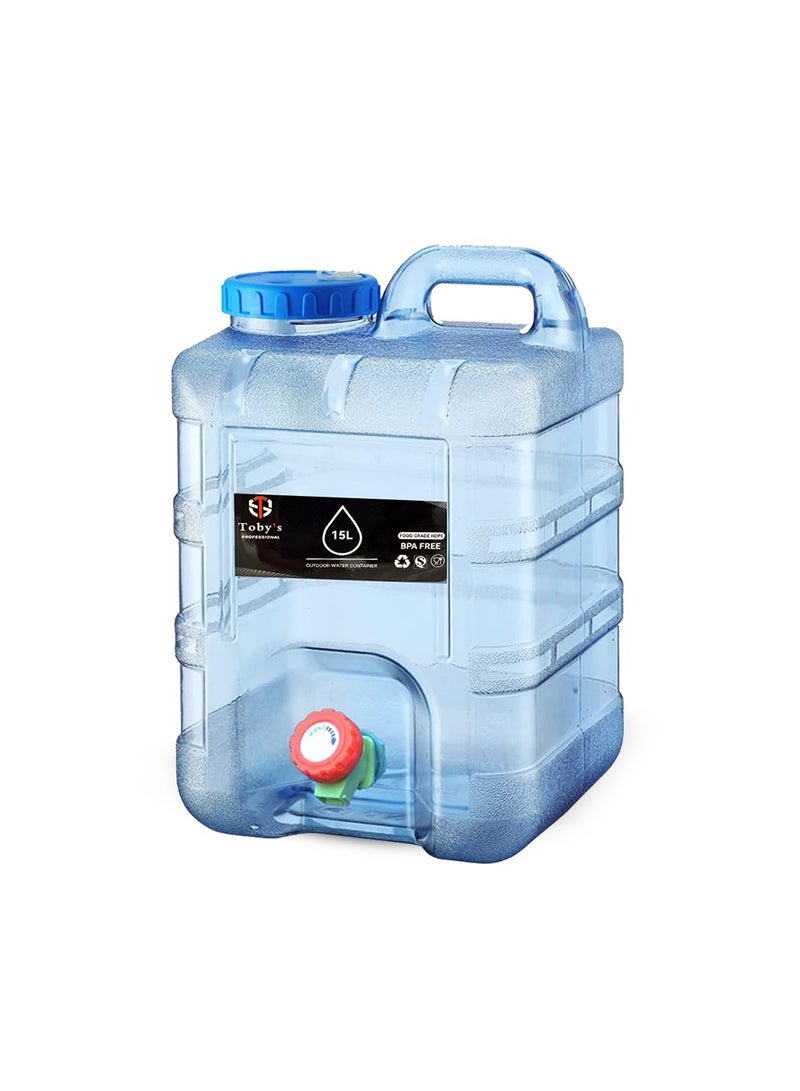 توبيز توبّي – جيري كان 15 لتر لحفظ المياه الخارجية، بلاستيك غذائي HDPE خالي من BPA، أزرق، محمول، سهل التنظيف، مقاوم للحرارة العالية للرحلات والتخييم - Image 1