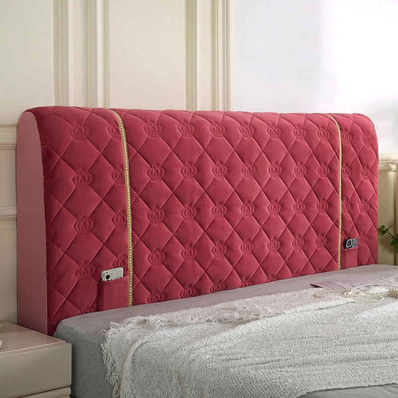 Bean,200cm/78.7inches,Stretchable Bed Cover Washable Bed Slipcover Thicken Cotton Bed Backrest Cover Dustproof Cover Full Headboard Cover Suitable for All Kinds of Headboards - Image 1