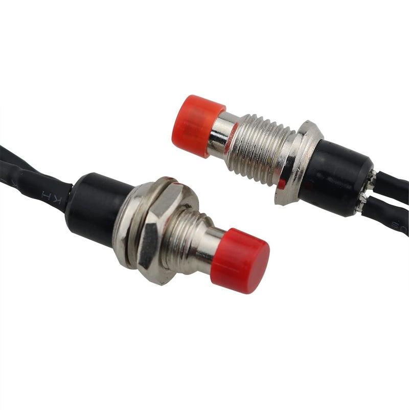 كلاراكو Klarako 6 قطع مفتاح ضغط صغير مؤقت مع إمكانية إعادة الضبط الذاتي، زر غير قابل للقفل، أحمر (مع كابل 10 سم) - Image 4