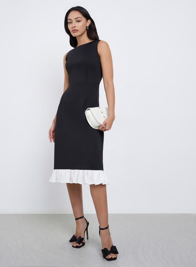Styli Black Sleeveless Sheath Knee Length Dress - Image 1