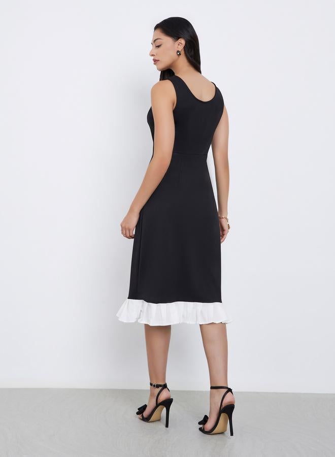 Styli Black Sleeveless Sheath Knee Length Dress - Image 4