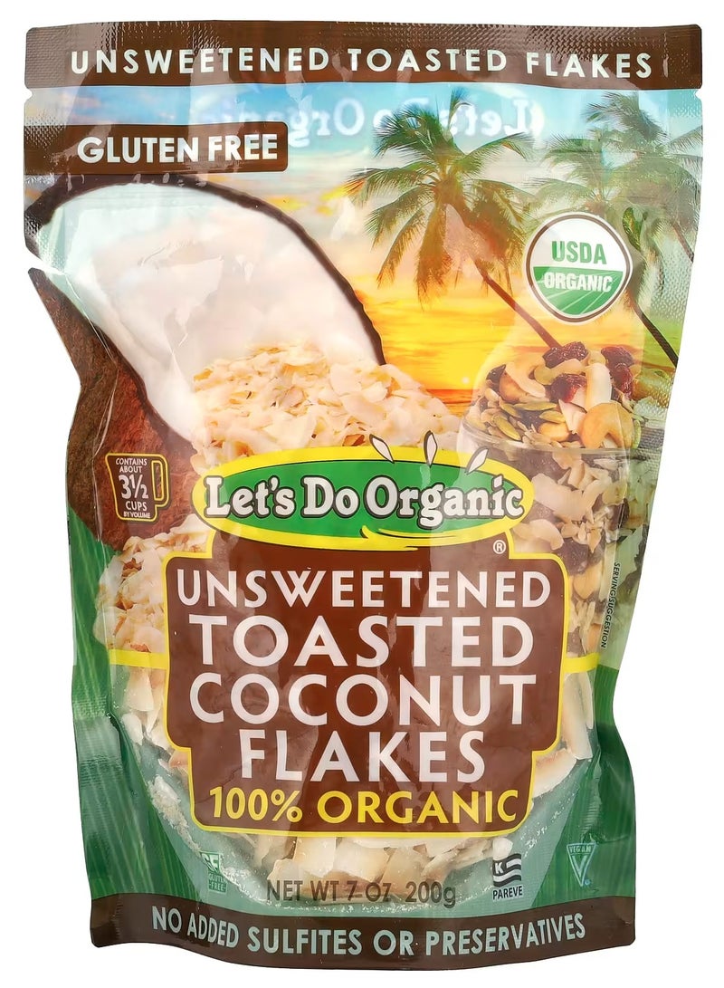 Edward & Sons Let's Do Organic, 100% Organic Unsweetened Toasted Coconut Flakes, 7 oz (200 g)  - Image 1