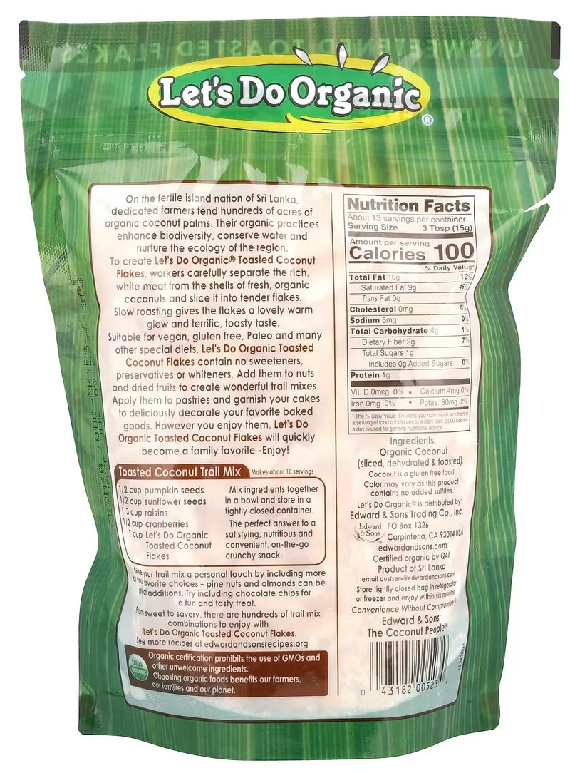 Edward & Sons Let's Do Organic, 100% Organic Unsweetened Toasted Coconut Flakes, 7 oz (200 g)  - Image 2