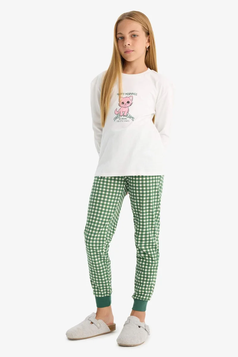 ديفاكتو Girl Printed Top Bottoms 2 Piece Pyjamas Set