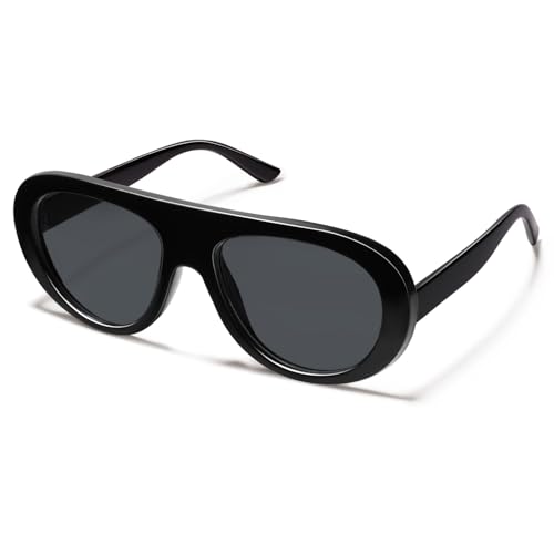 VANLINKER Retro Aviator Sunglasses for Women Chic Classic 70s Vintage Trendy 2026 Chunky Sun Glasses VL9865,Black - Image 3