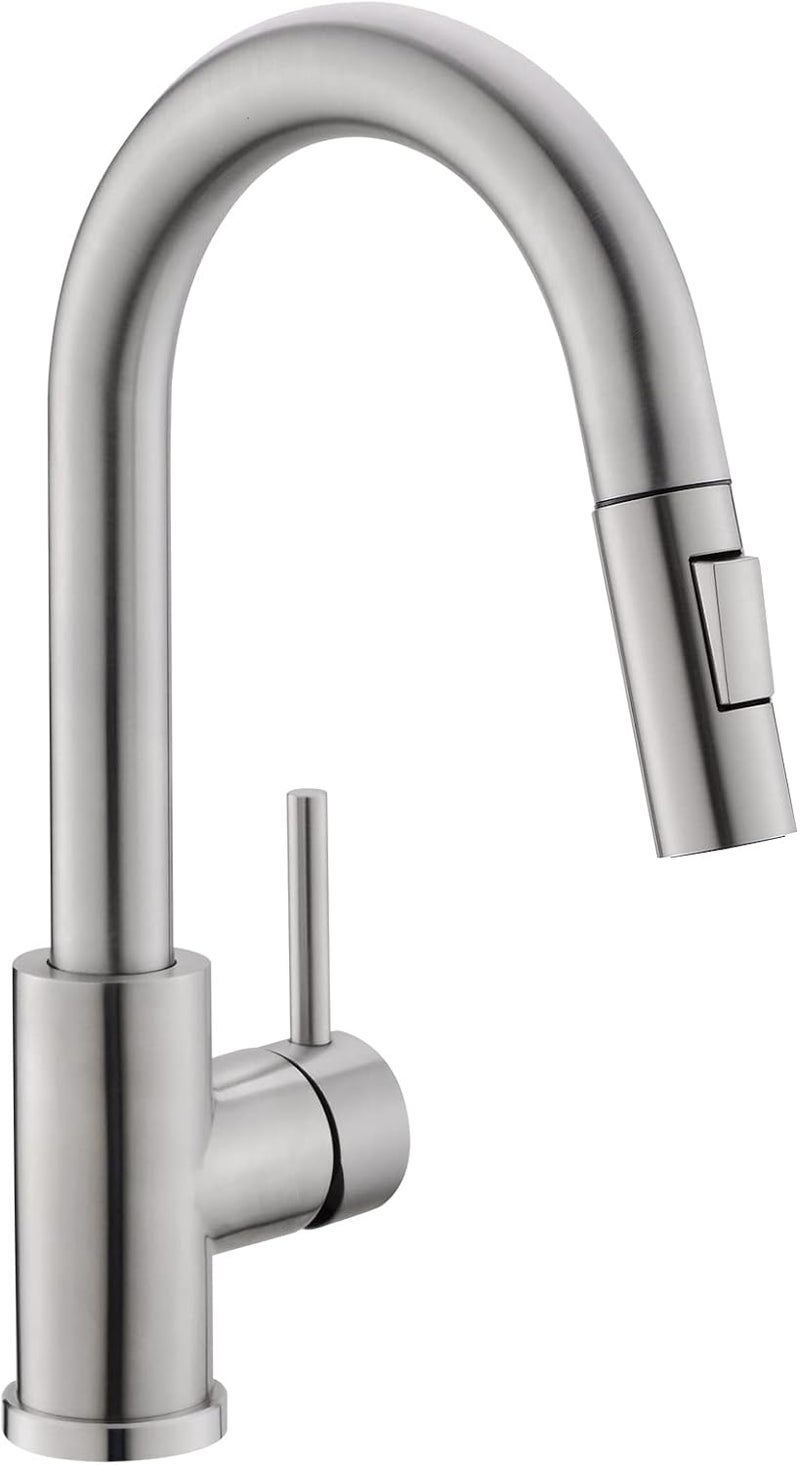 Cenosa Modern Bar Sink Faucet for Kitchen Sink Single Handle with Pull Out Sprayer Hot and Cold Brushed Nickel - Image 1