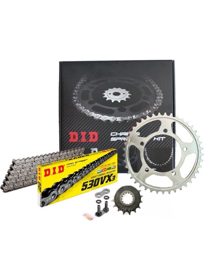 DID - Dıd Honda CB900F Hornet Chain Sprocket Set (2001-2006) X-Ring Chain (Steel Color) - Image 1