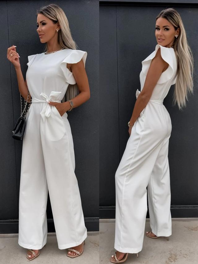2022 High Waist Commuter Belted Jumpsuit for Women Apricot - Image 5