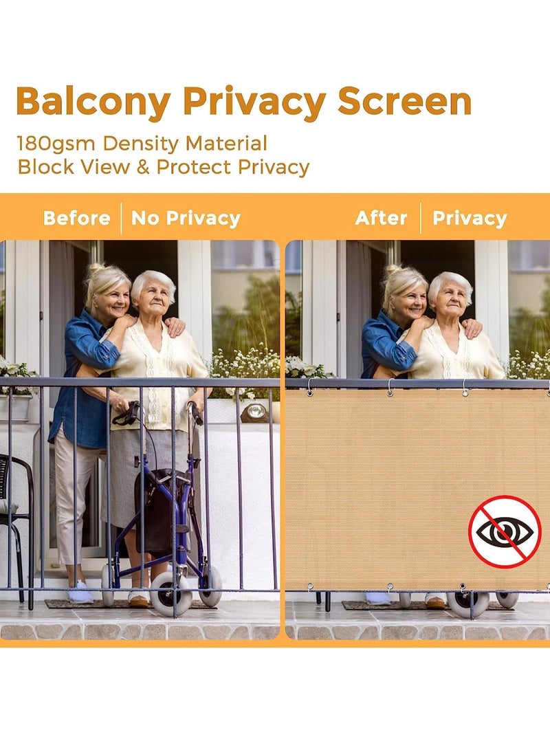 Excefore غطاء سياج الخصوصية بشاشة شرفة 3 × 16.5 قدمًا، شبكة سياج رملية، قماش تظليل شبكي، حماية من الأشعة فوق البنفسجية للشقة، سياج الشرفة، الشرفة الخارجية، الفناء الخلفي، الفناء، مرفق معه روابط الكابلات والحبل  - Image 2